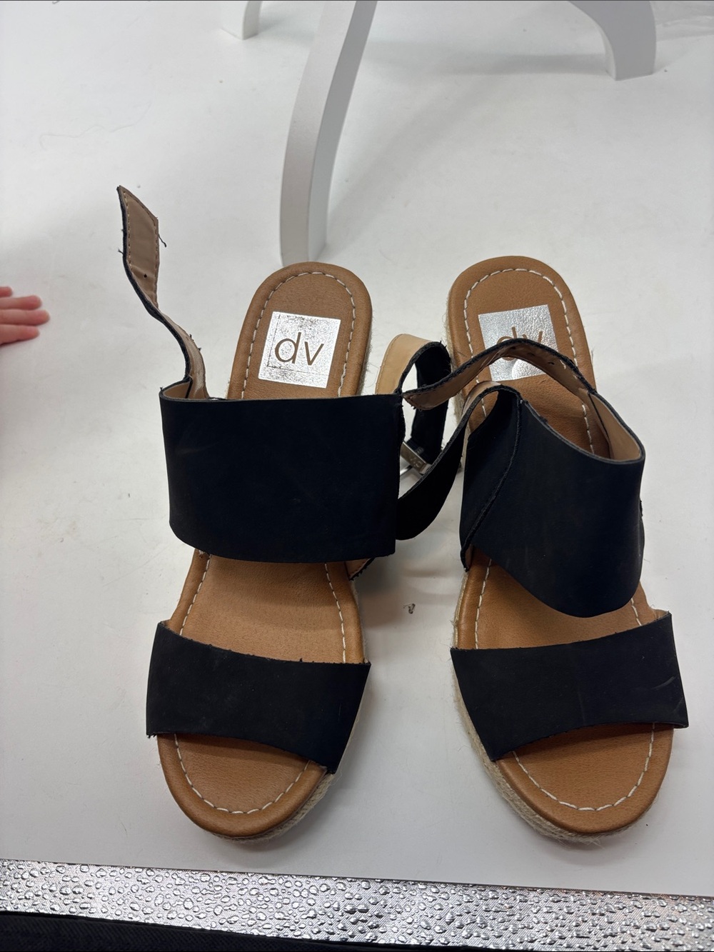 DV by Dolce Vita Black Two-Band Wedge Sandals